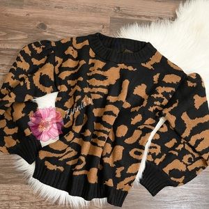Animal Print Black Sweater